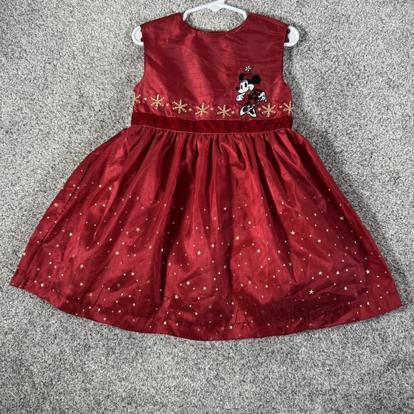 Disney Store Minnie Mouse Dress Sz 3 Snowflakes Stars Christmas Holiday Classic - Picture 1 of 16